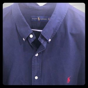 Ralph Lauren Men’s Navy Linen button down shirt